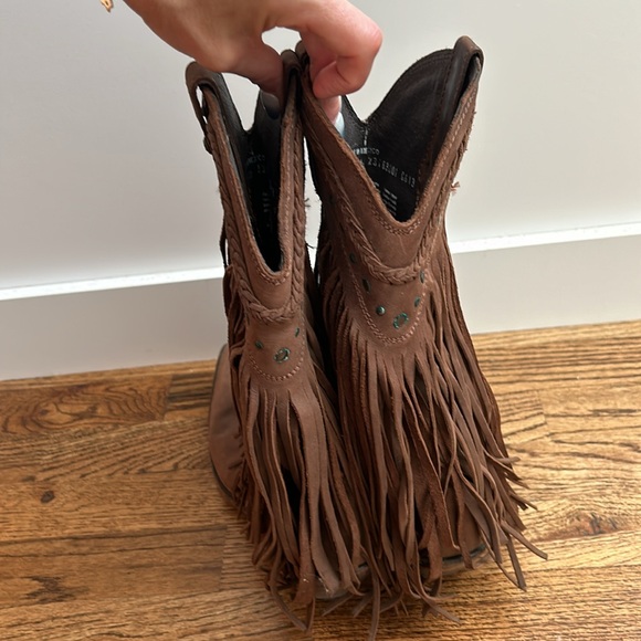 Liberty brown cowboy boots with fringe 8.5 - Picture 4 of 7